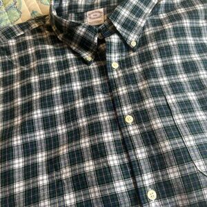Brooks Brothers Navy and White Plaid Button Down Shirt NWT